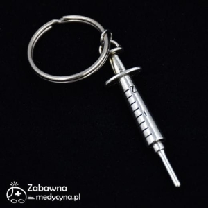 Brelok medyczny metalowy strzykawka
