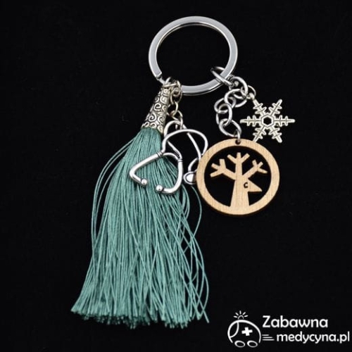 Brelok stetoskop z chwostem edycja świąteczna, brelok dla lekarki, lekarz