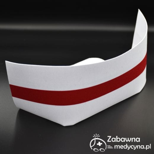 Czepek położnej bawełniany tradycyjny dla położnych z czerwonym paskiem - Czepek nie jest plastikowy, klasyczny czepek z bawełny czepek położniczy na głowę-czepki dla położnych położnictwo czepkowanie studia położnicze
