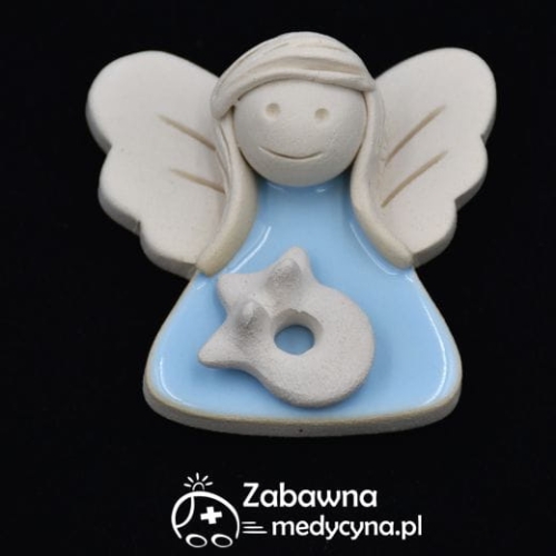 Magnes ceramiczny - aniołek fizjoterapeutka, magnes fizjoterapeuta, anioł fizjoterapeuta, upominek dla fizjoterapeuty, magnes dla fizjoterapeuty, prezent dla fizjoterapeutki, fizjo love, super fizjo design