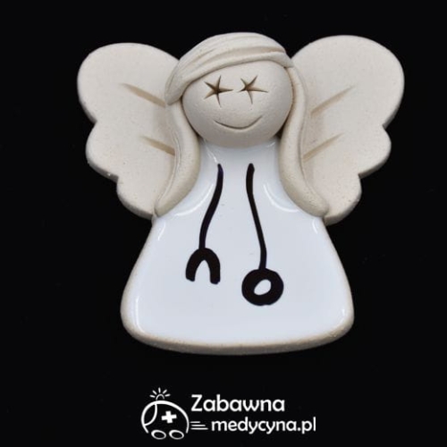 Magnes medyczny aniołek lekarka magnes dla lekarki magnes medyczny upominek dla lekarki magnes anioł gadżet dla lekarki prezenty dla lekarski upominki lekarka figurka lekarki figurka stetoskop studia medyczne studentka medycyny hit prezent