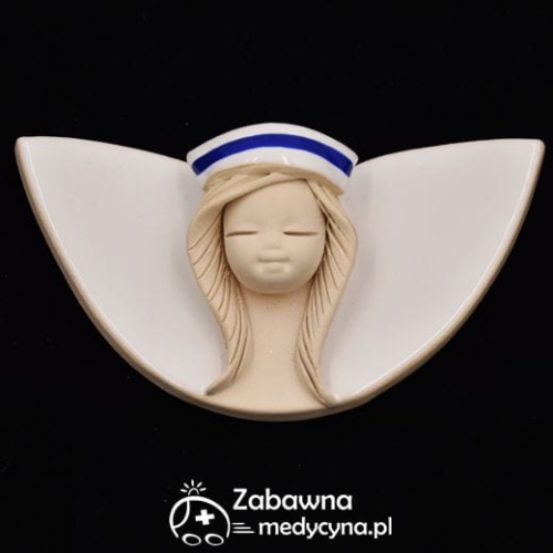 Mały Ceramiczny Opiekun Medyczny ze skrzydełkami, figurka dla opiekuna medycznego, aniołek opiekun medyczny, upominek dla opiekuna medycznego, prezent dla opiekuna medycznego, podziękowanie dla opiekuna medycznego.