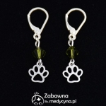 Kolczyki miłośnika zwierząt ŁAPKA SWAROVSKI (olivine) srebro 925