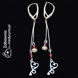 STETOSKOP SERDUSZKO kolczyki długie autorskie dla Lekarki srebro 925