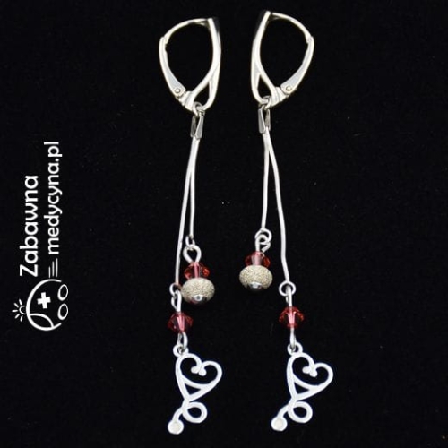 Autorskie długie kolczyki stetoskop srebro 925  awangardowe kolczyki dla medyka prezent dla wykładowcy medycyny stetoskop stetoskopem symbol medycyny kolczyk Lekarka Pani Doktor Ratowniczka Studentka Medycyny medyczny ślub