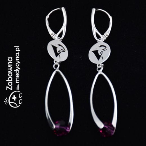 Kolczyki WETERYNARIA Swarovski Fuchsia srebro 925 studentka weterynarii Pani Weterynarz vet wet wetka gabinet weterynaryjny Mama Weterynarz Walentynki Weterynarz hit prezent Dzień Mamy Dzień Kobiet Boże Narodzenie pod choinkę prezent