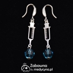 STRZYKAWKA kolczyki pielęgniarki i Swarovski Indicolite srebro 925