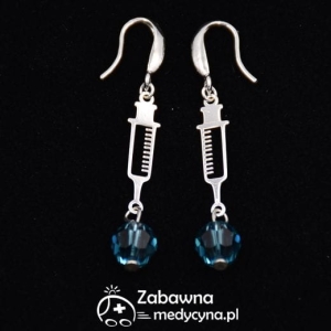 STRZYKAWKA kolczyki pielęgniarki i Swarovski Indicolite srebro 925