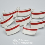 WYPRZEDAŻ - Czepek przypinka położniczy srebrne wykończenie wada emalii