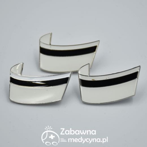 WYPRZEDAŻ - Czepek przypinka pielęgniarski srebrne wykończenie wada emalii czepek pielęgniarka czepek przypinka przypinki pielęgniarka nurse pin nurse gift czarny pasek zapisany na agrafkę do fartuszka fartuch medyczny czarny pielęgniarski