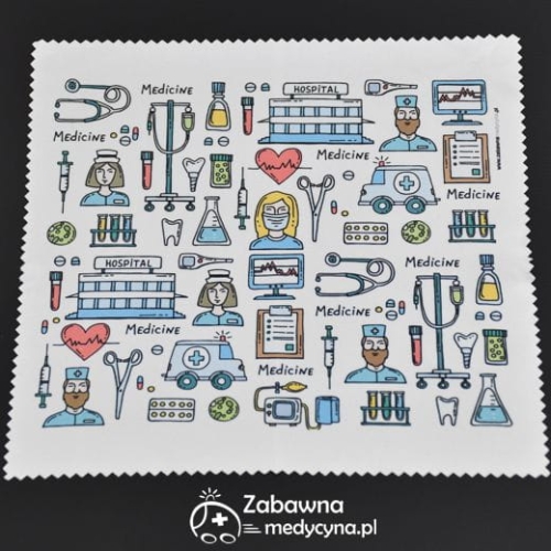 Ściereczka do okularów ścierka do szpitala  ścierka do smartfona czyszczenie laptopa medyczna ścierk medyczny wzór ścierka okulista okulistyczny  gadżet medyczny gadżet dla okulistów studentka medycyny student ratownictwa doktor medic optyk