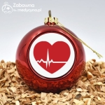 Bombka medyczna SERCE EKG czerwona