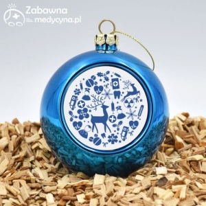 Bombka medyczna świąteczna medycyna na wesoło niebieska