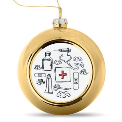 Bombka dla medyka złota niezbędnik medyczne bombki na choinkę święta w szpitalu prezent do szpitala dla medyka lekarza pielęgniarki fizjoterapeuty Mamy Taty Boże Narodzenie hit prezent fajny bombeczki medyczne