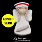 Mały ceramiczny aniołek dla położnej