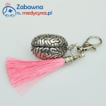 Brelok dla medyka MÓZG z różowym chwostem