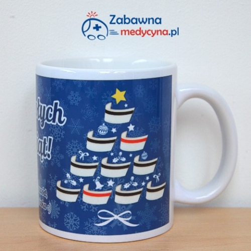 Jaki zawód, taka choinka :) Kubek na prezent dla pielęgniarki czy położnej, kubek świąteczny dla medyka, kubek szpitalny, gadżet medyczny na święta, choinka z czepków pielęgniarskich i położniczych.