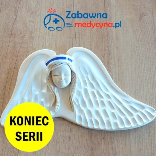 Ceramiczny anioł opiekun medyczny, figurka opiekun medyczny, prezent dla opiekuna medycznego, aniołek opiekun medyczny, anioł z ceramiki, podziękowanie dla opiekunów medycznych, elegancki prezent dla opiekuna medycznego, opiekun medyczny w postaci anioła