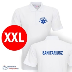  BAZAREK - Polo męskie białe SANITARIUSZ eskulap