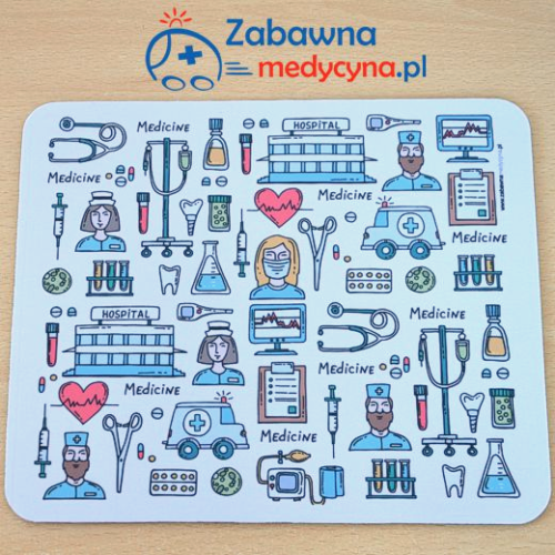 podkładka pod mysz, podkładka pod mysz komputerową, podkładka pod mysz z medycznym nadrukiem, gadżet dla medyków