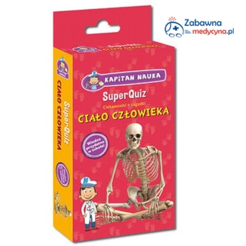SuperQuiz to książeczka dla dzieci, która zawiera odpowiedzi na pytania dotyczące budowy i funkcjonowania ludzkiego ciała.