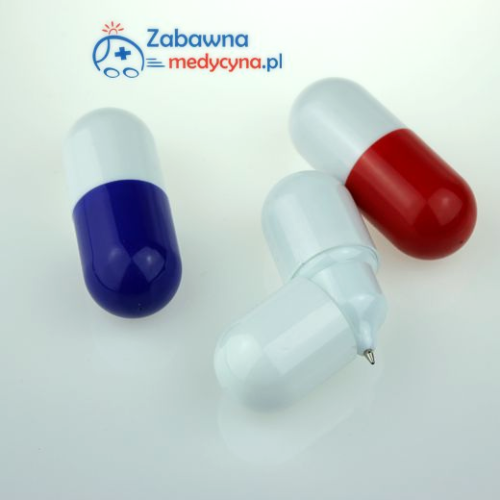 Długopis pigułka idealnie mieści się do damskiej torebki. Jest oryginalnym i praktycznym gadżetem. Długopis dla medyka, długopis pigułka, długopis tabletka, mały długopis, długopis do torebki.