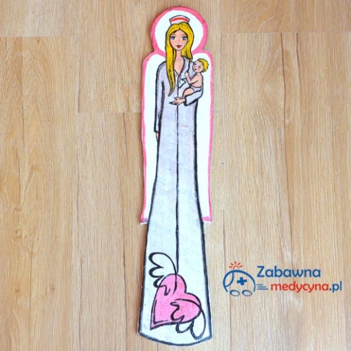 Anioł dobrego porodu, anioł dla położnej, drewniany anioł, anioł z drewna dla położnej, podziękowanie dla położnej, prezent dla położnej