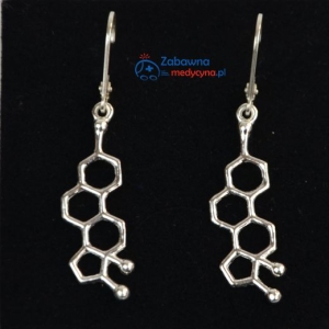 ESTROGEN kolczyki molekularne dla Pani Endokrynolog srebro 925