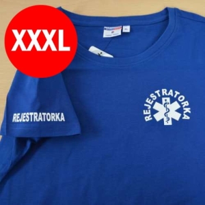 BAZAREK - T-shirt damski REJESTRATORKA nadruk na rękawie (WYP418)
