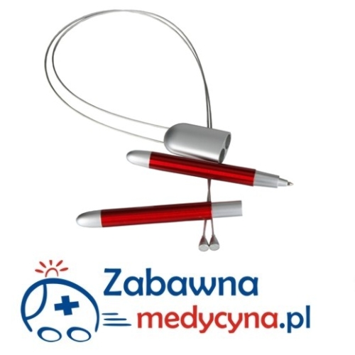 Wisior latarka LED na lince z długopisem, gadżet medyczny, latarka do karetki, wygodna latarka, długopis z latarką