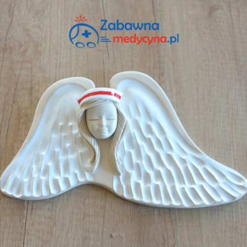 Ceramiczna duża położna na skrzydłach, anioł położna do powieszenia, aniołek dla położnej, ceramiczny aniołek, prezent dla położnej, prezenty dla służby zdrowia, upominek dla medyka, prezent dla emerytowanej położnej, figurka dla położnej