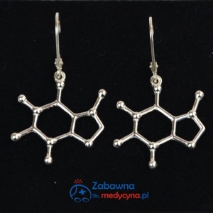 KOFEINA kolczyki molekularne dla miłośniczki kawy srebro 925