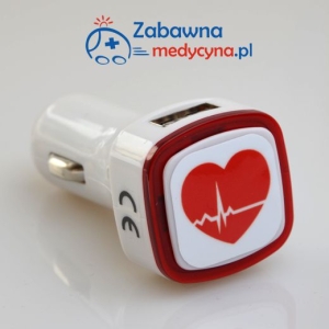 Ładowarka samochodowa USB -  SERCE EKG