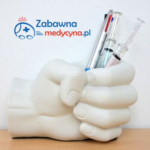 Przybornik prawdziwego fizjoterapeuty, przybornik dłoń, przybornik w kształcie dłoni, organizer na biurko, organizer męska dłoń, gadżet dla fizjoterapeuty lub masażysty