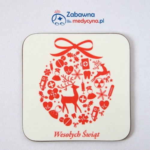 Podkładka pod kubek bombka, podkładka pod kubek na prezent dla położnej, pielęgniarki, lekarza, technika RTG, ratownika medycznego, podkładka pod kubek dla medyków, pomysł na prezent dla medyka, gadżet świąteczny, oryginalna podkładka pod kubek.