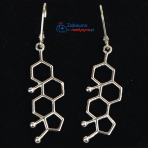 TESTOSTERON kolczyki molekularne ze srebra 925