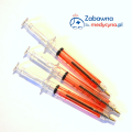 Długopis strzykawka, długopis w kształcie strzykawki, długopis z cieczą, długopis dla medyka, długopis medyczny, gadżet medyczny, plastikowa strzykawka.