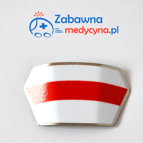 Czepek przypinka położniczy, znaczek dla położnych, czepek z czerwonym paskiem, czepek dla położnej, czepek przypinka.