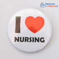 Przypinka I LOVE NURSING, kocham pielęgniarstwo, przypinka dla pielęgniarki, gadżet dla pielęgniarek, button dla pielęgniarki.
