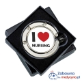 Wieszak pielęgniarki na torebkę z motywem I LOVE NURSING wieszak dla kobiety pielęgniarki studentki pielęgniarstwa na konferencję pielęgniarską prezenty gadżety pielęgniarstwo fajne prezenty 2022
